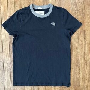 Abercrombie Fitch Y2K Mens Muscle Ringer T Shirt M Navy Blue Moose - tiny‎ hole